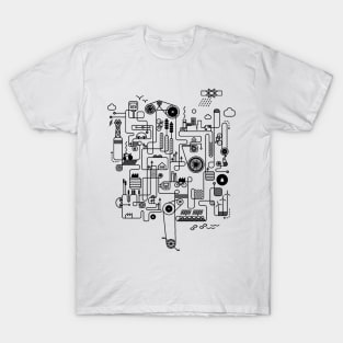 Rube Goldberg Machine Engineering Blueprint Black T-Shirt